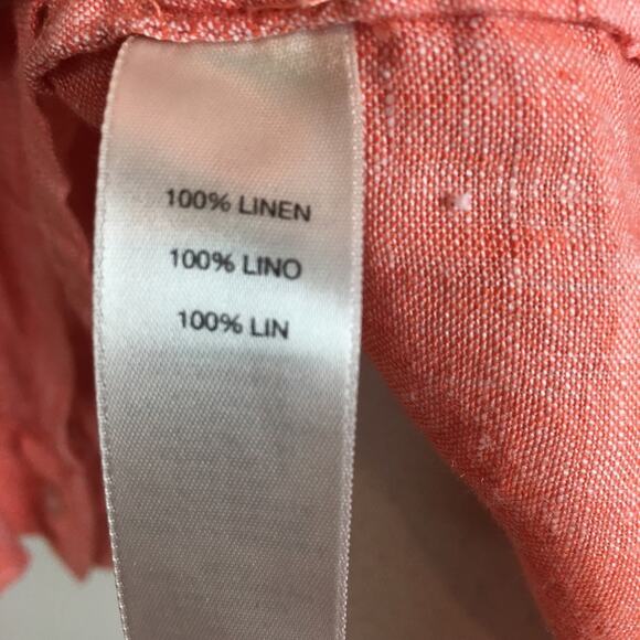 Chico's Orange Linen 3/4 Sleeve  Button Down Top 3 - Picture 5 of 6